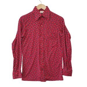 Vintage 70 Kings Road Sears Mens Small Red Polka Dot Disco Shirt S‎ Disco Mod